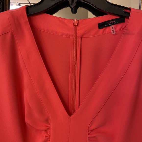 Trina Turk Pink Coral Split Sleeve Dress Size 2 - Picture 3 of 5